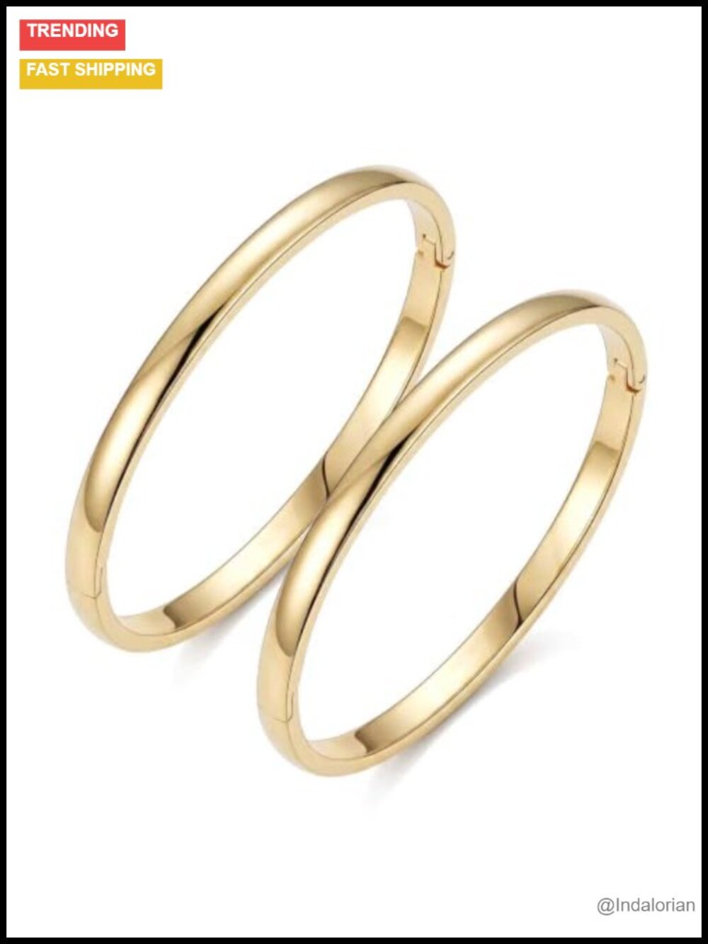 14K Gold Plated Stainless Steel Bangle Bracelet Tarnish Free Waterproof